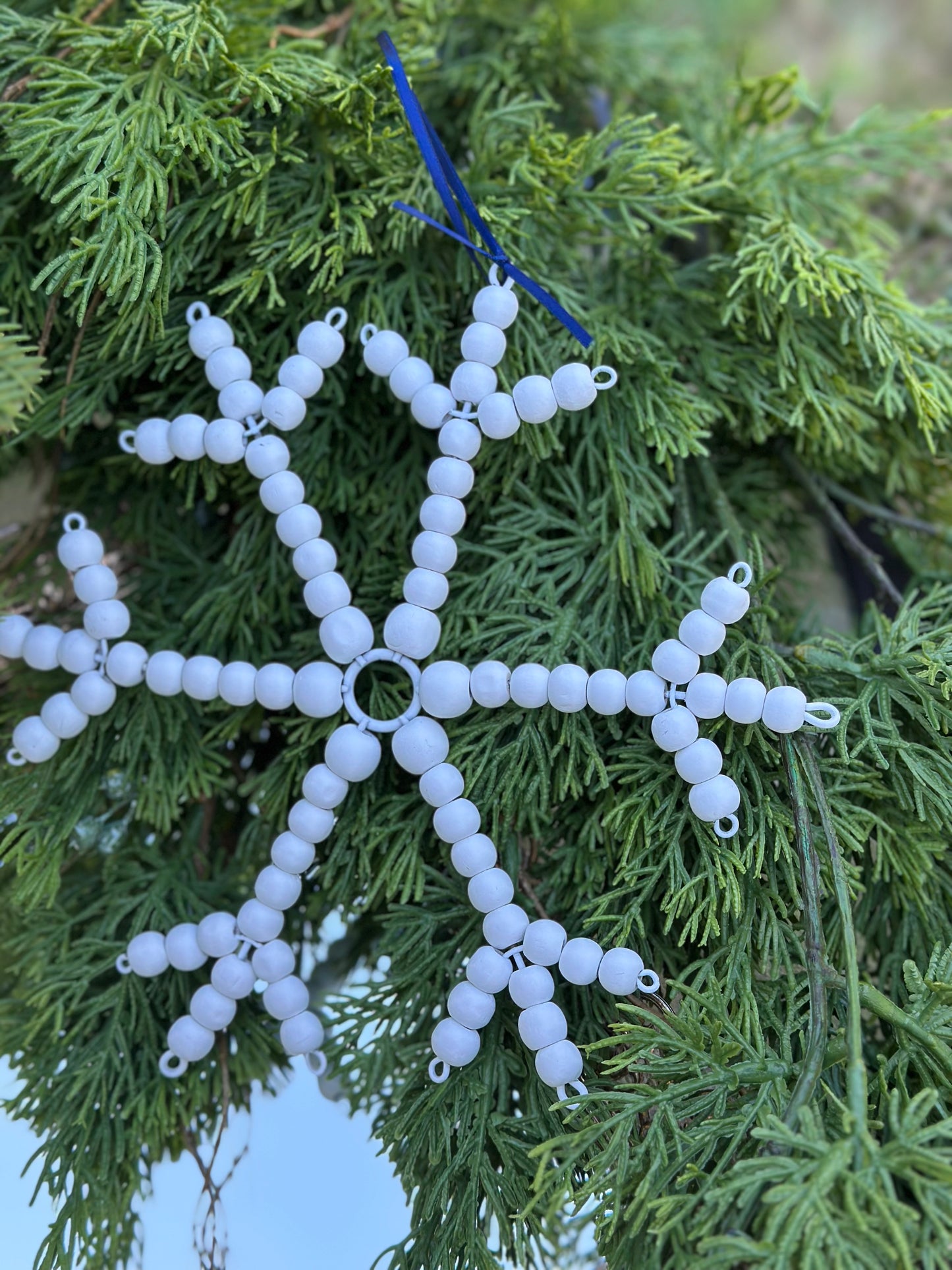 Handmade Blue & White Christmas Ornament Set (5)