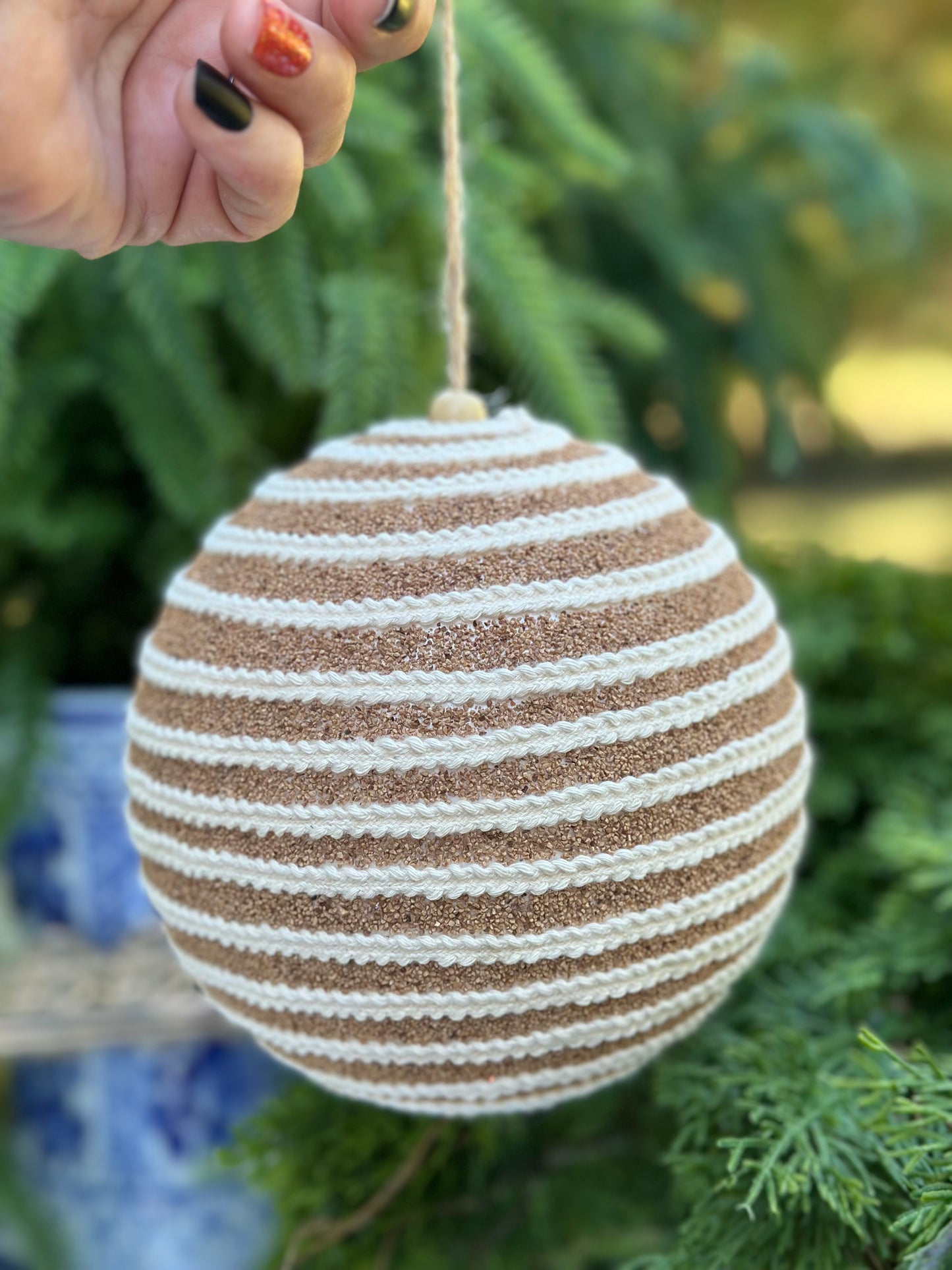 7" Natural Stripe Ornament