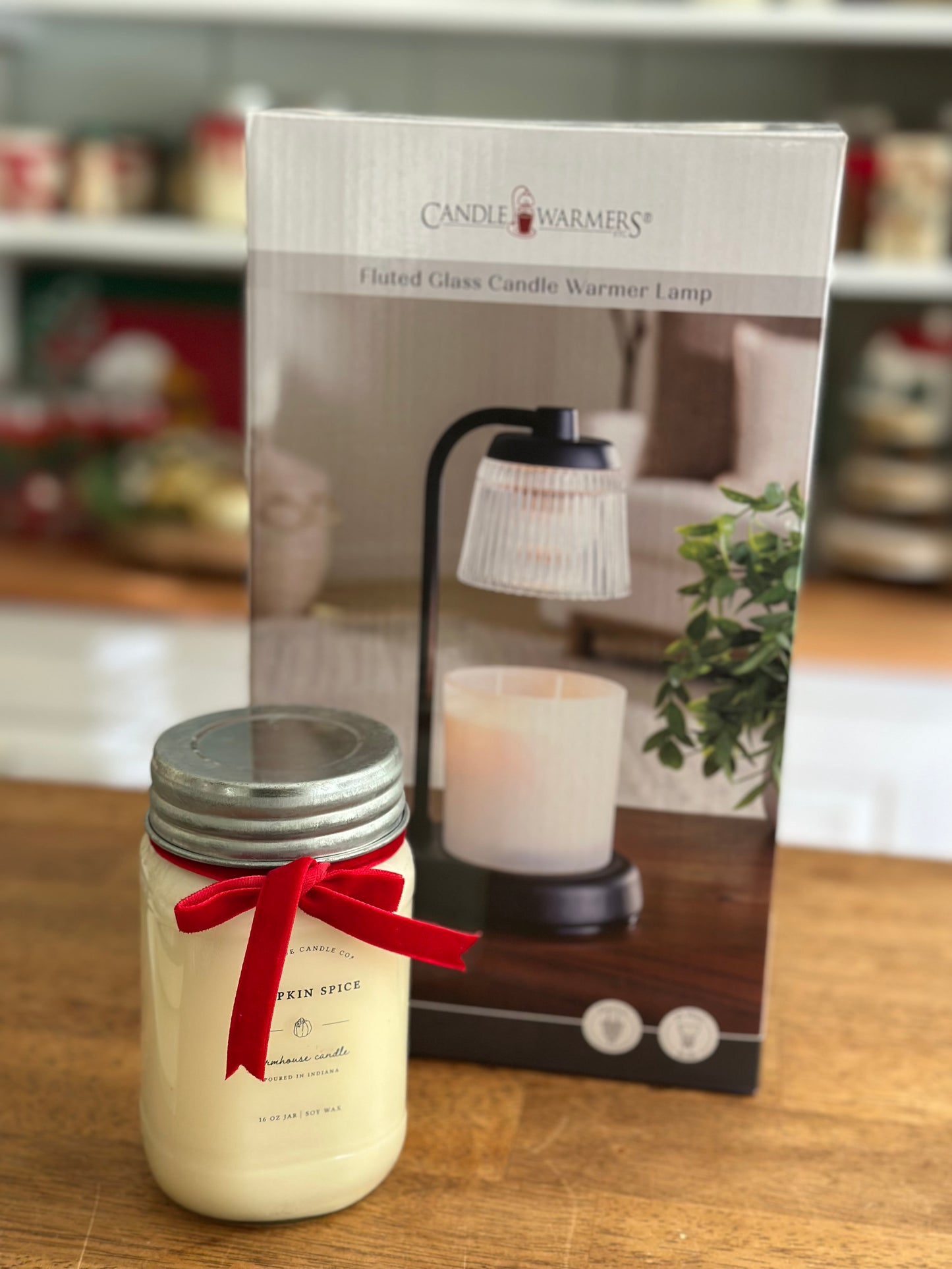 Candle Warmers Fluted Glass Candle Lamp Gift Set - Black