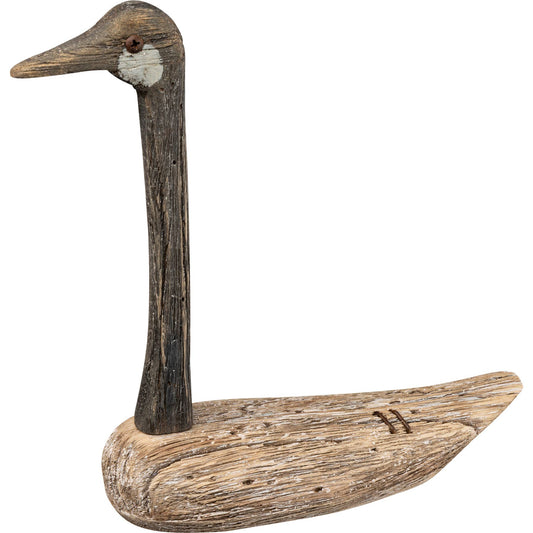 Small Goose Sitter wooden figurine with a rustic finish, ideal as a decorative display piece for home decor collections.