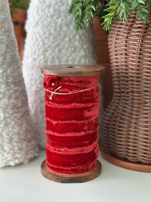 Red Velvet Frayed Spool