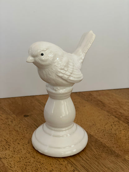 White Ceramic Perched Bird