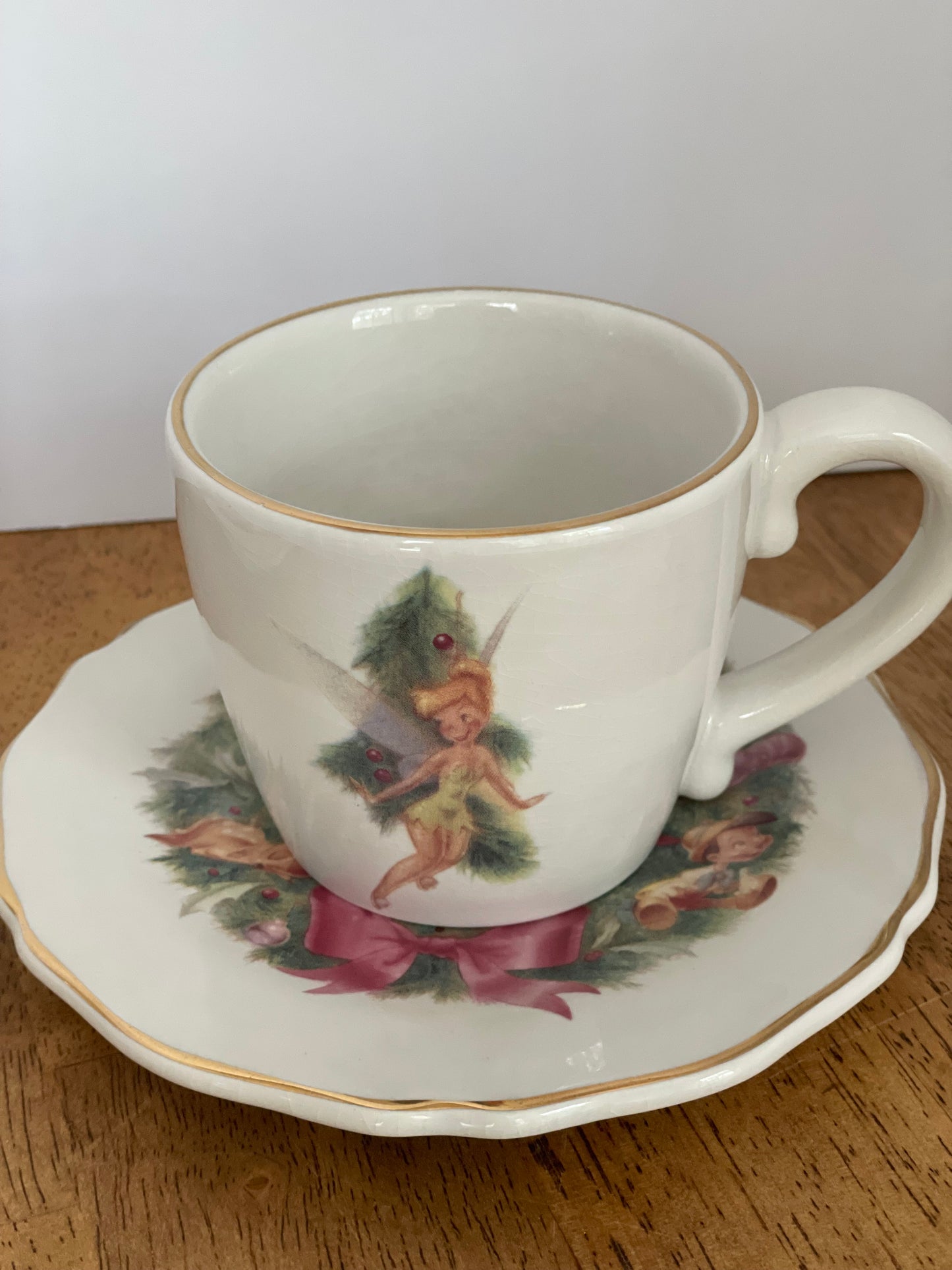 Vintage Disney Christmas China Teacup & Saucer Set (3)
