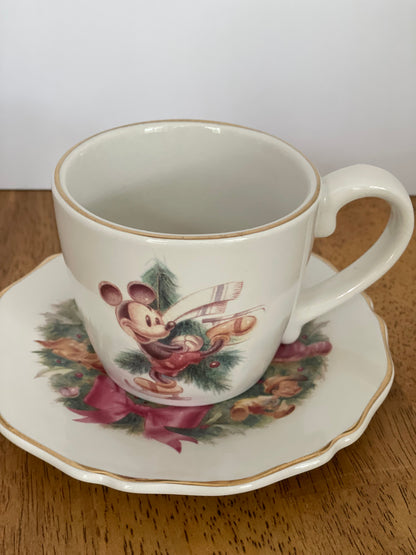 Vintage Disney Christmas China Teacup & Saucer Set (3)