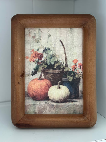 Pumpkin Wood Framed Canvas 5x7