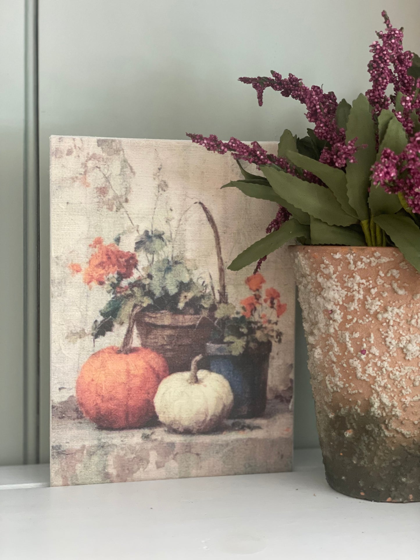 5x7 Fall Photo Canvas -Pumpkin Flower Pot