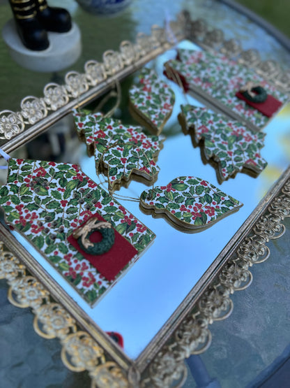 Handmade Holly Christmas Ornament Set (6)