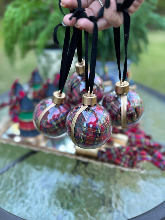 Plaid Collection-Clear Plaid Ball Ornament