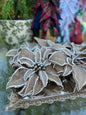 10" Burlap Glitter Poinsettia w/Clip
