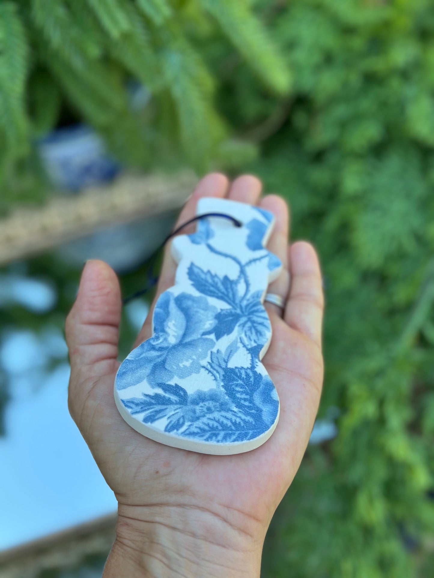 Blue Glass & Handmade Snowmen Christmas Ornaments (6)