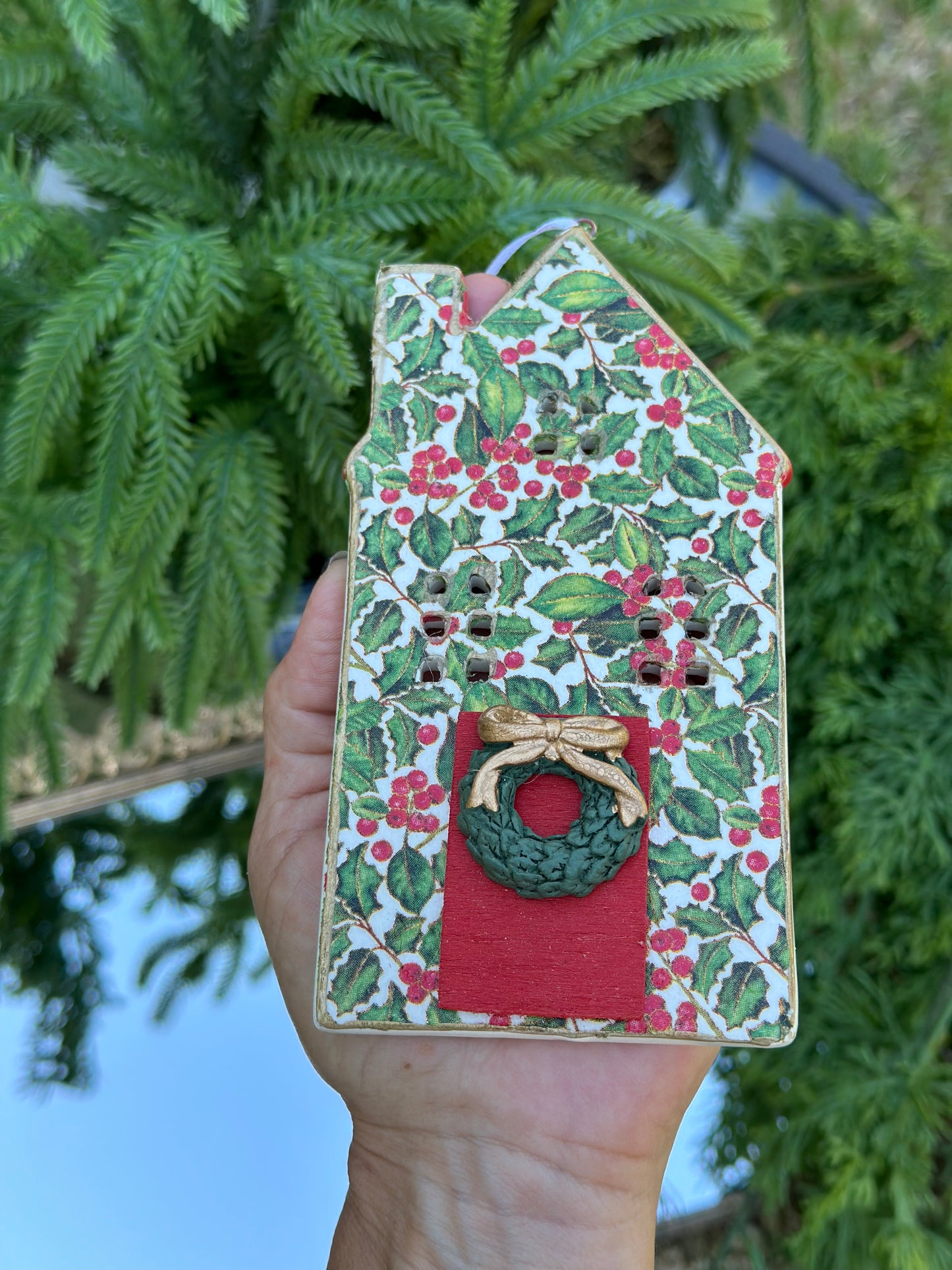 Handmade Holly Christmas Ornament Set (6)