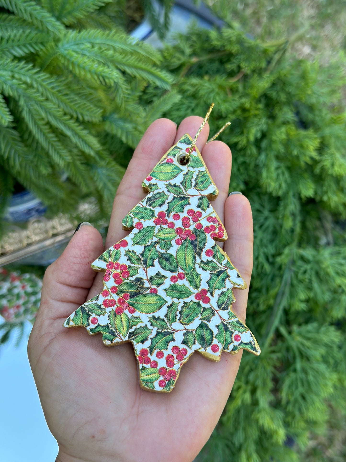 Handmade Holly Christmas Ornament Set (6)