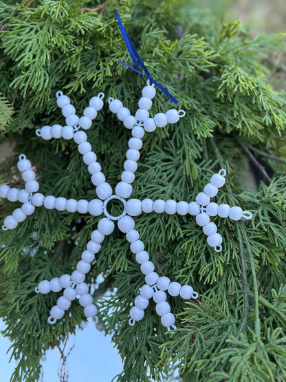 Handmade Blue & White Christmas Ornament Set (5)