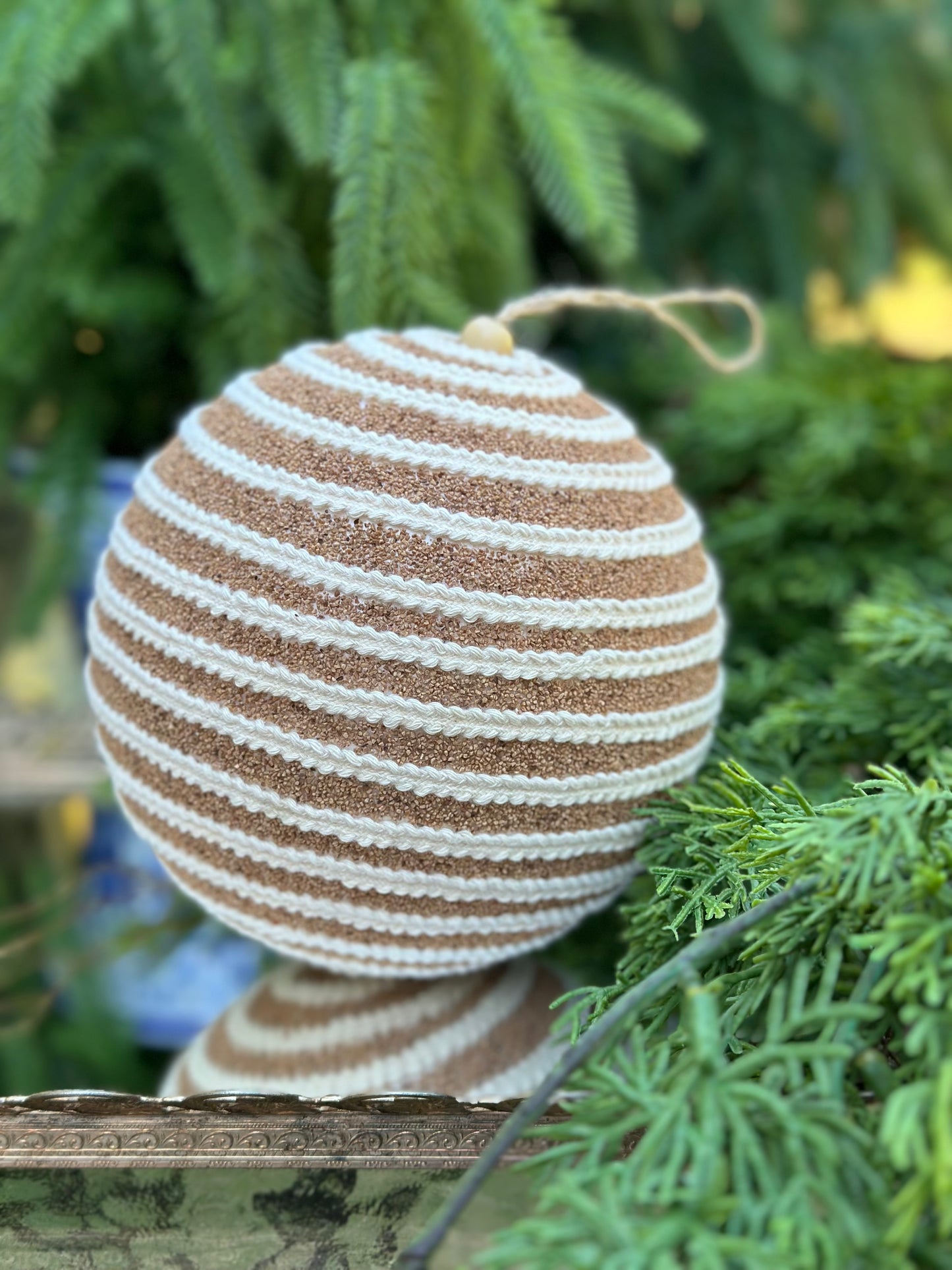 7" Natural Stripe Ornament