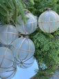 4" Rattan Glass Ball Ornament