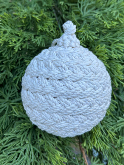 4" Braided Cotton Ball Ornament
