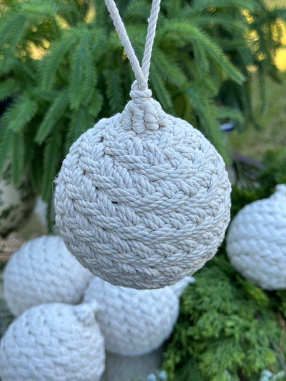 4" Braided Cotton Ball Ornament