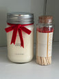 glass jar candle with glass jar of matches