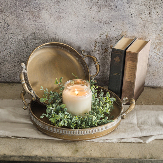 GOLD TRAYS W/ HANDLES - Set of 2