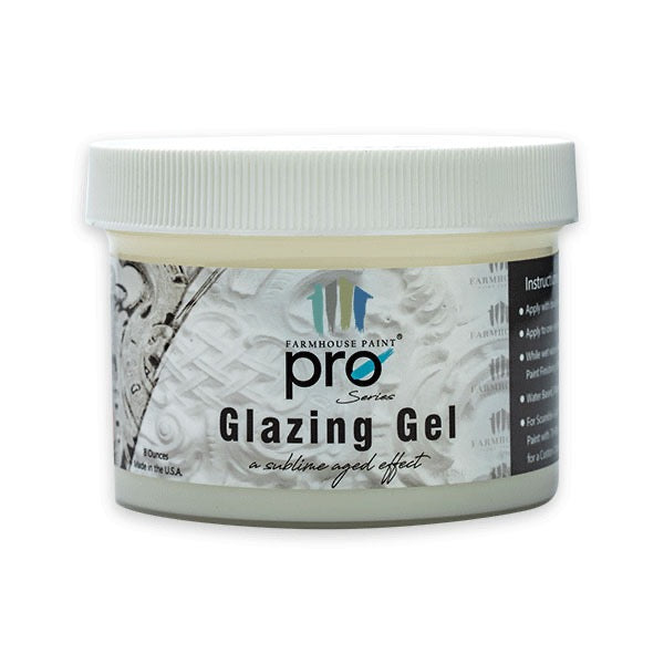 Farmhouse Paint Pro Series Glazing Gel - 8oz in a neutral tone. Water-based furniture stain alternative to dark wax, ideal for creating depth and aged effects.