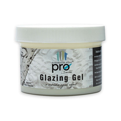 Farmhouse Paint Pro Series Glazing Gel - 8oz in a neutral tone. Water-based furniture stain alternative to dark wax, ideal for creating depth and aged effects.
